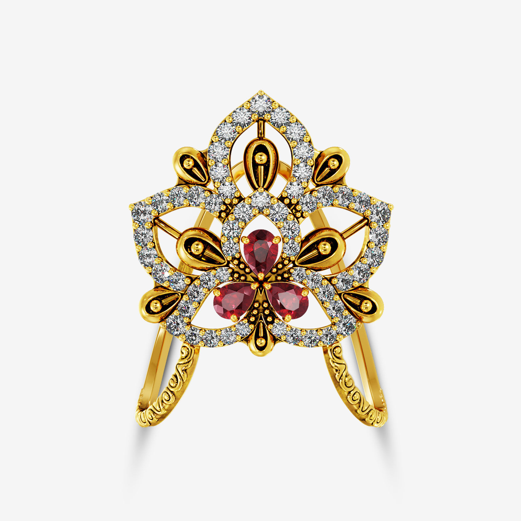 Regal Floral Gold Vanki Ring image