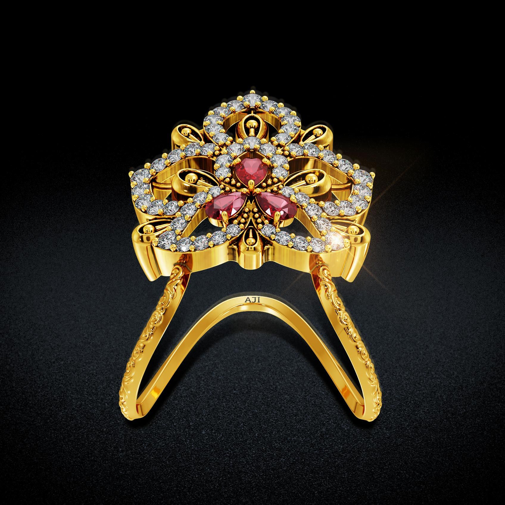 Regal Floral Gold Vanki Ring image