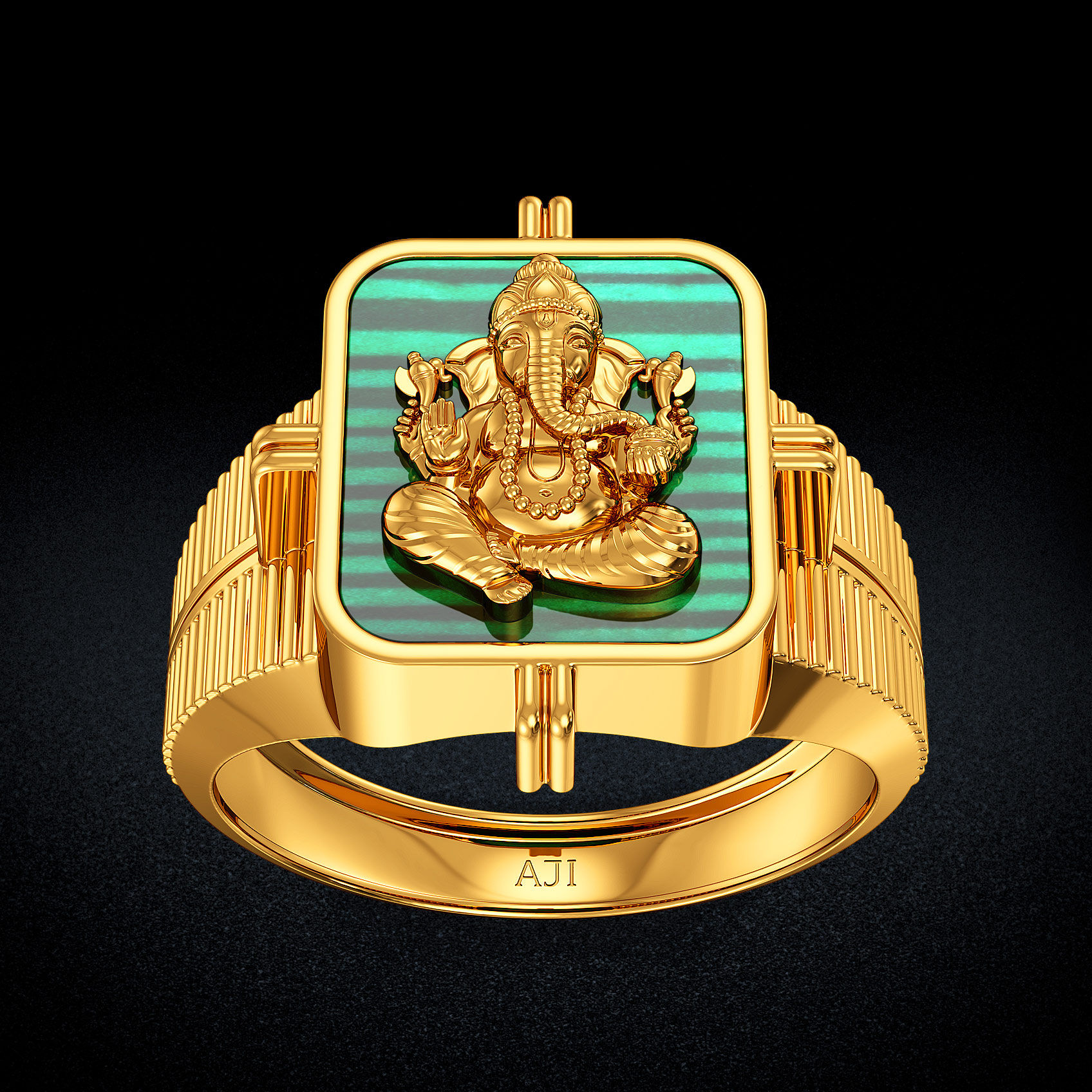 Ganesha Bless Gold Ring image