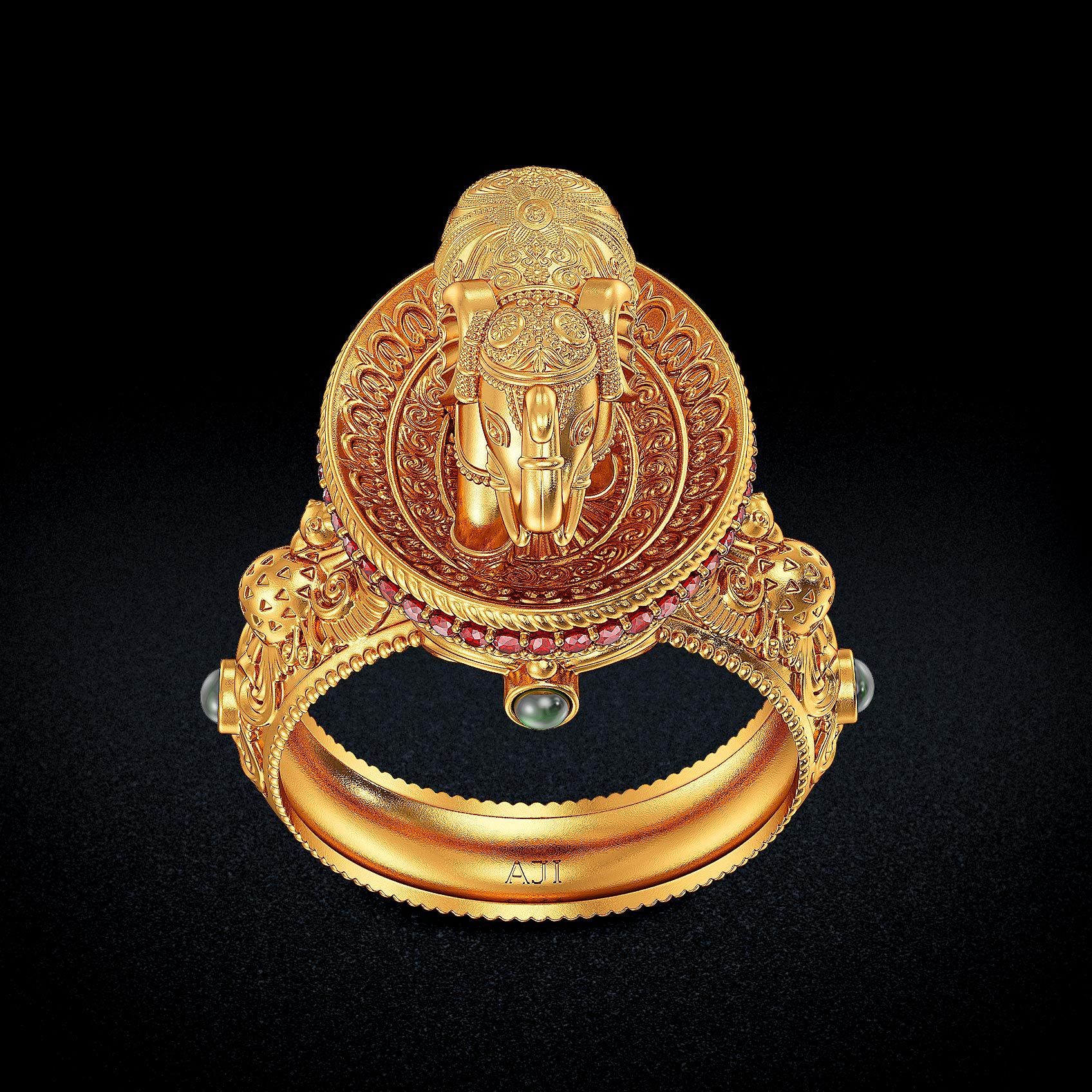 Divine GajaMayur Gold Ring image