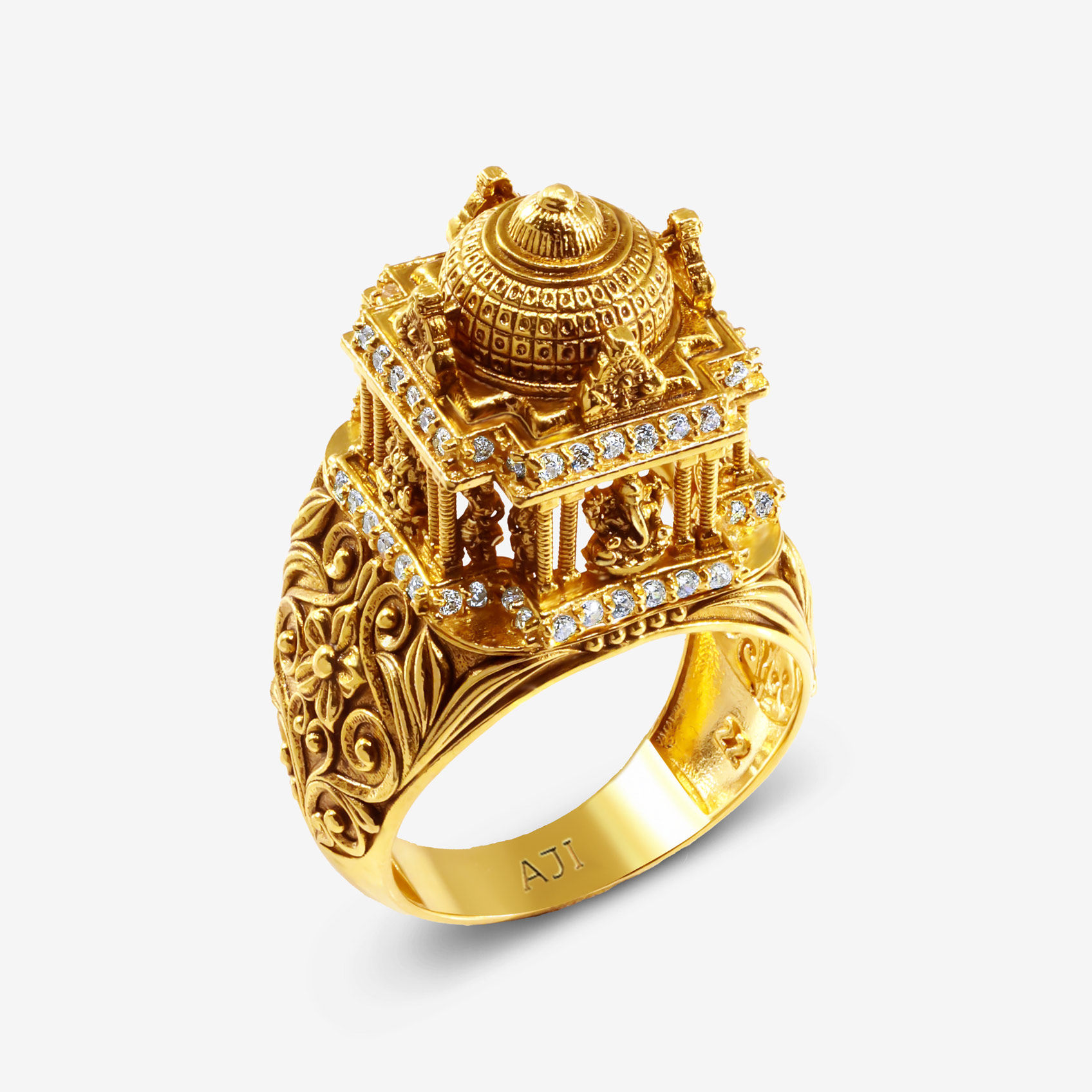 Lakshmi Vinayaka Aura Gold Mens Ring
