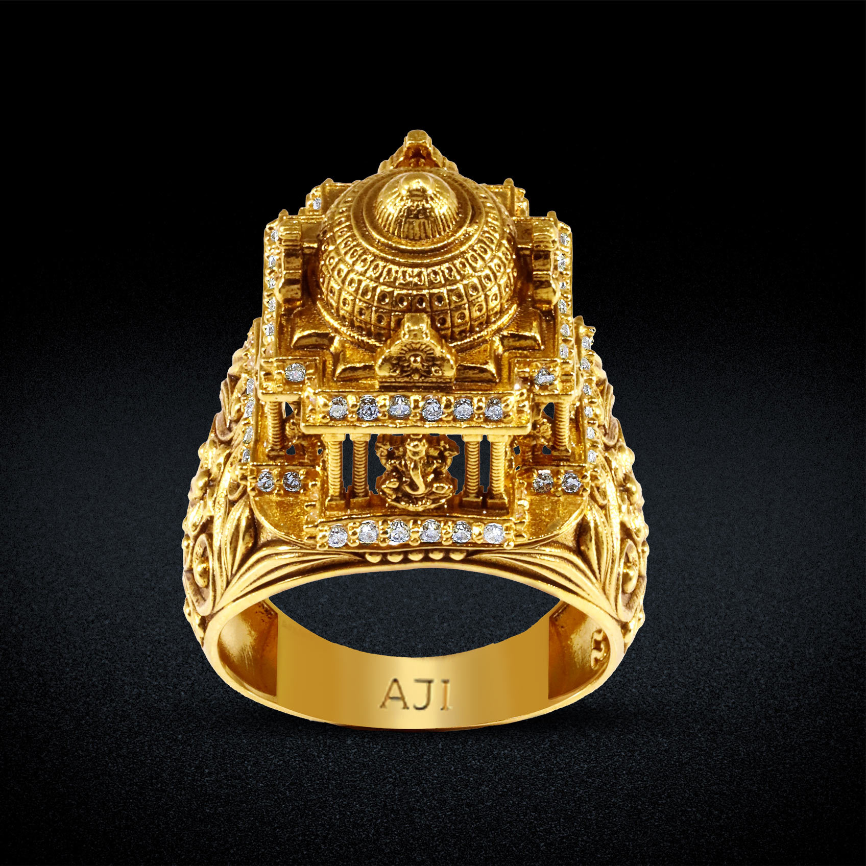 Lakshmi Vinayaka Aura Gold Mens Ring image