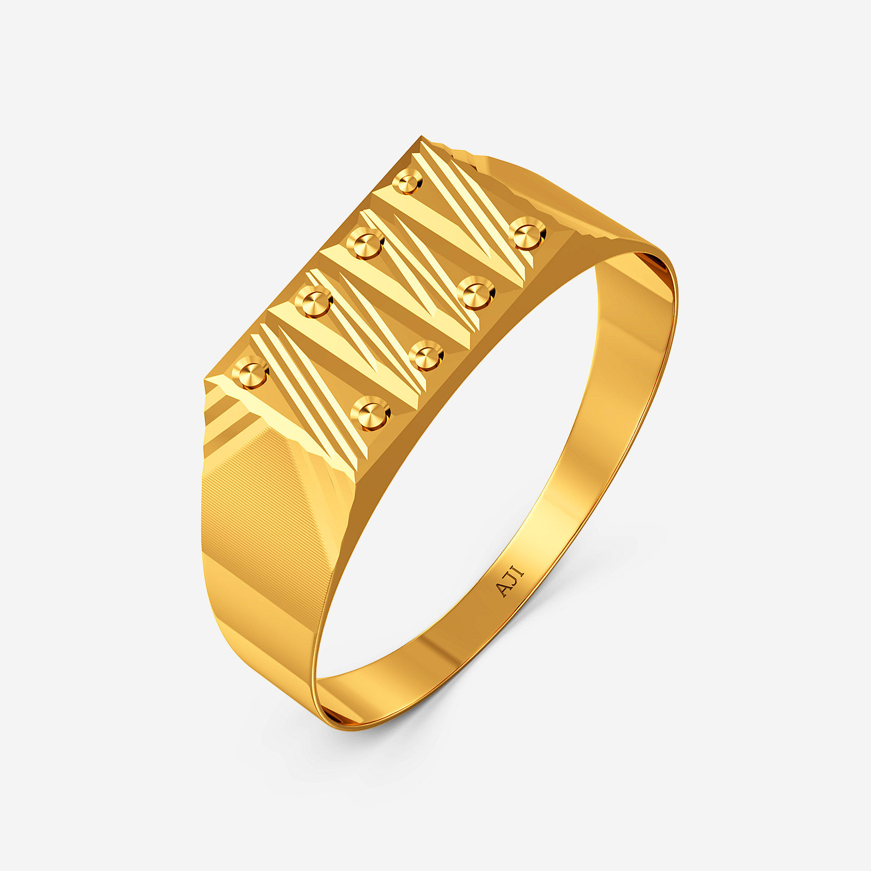 Wave Glide Gold Mens Ring