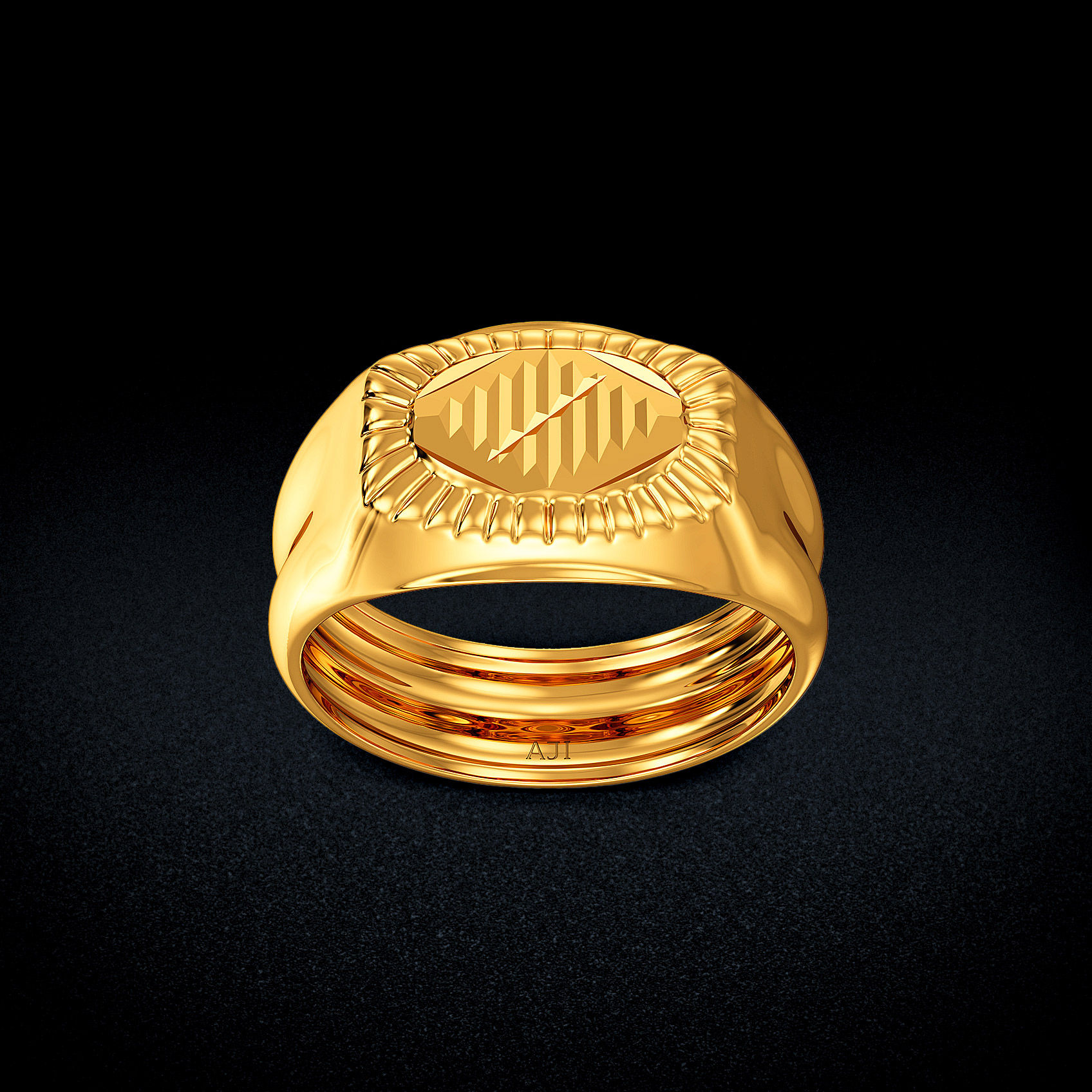Oblique Texture Gold Kids Ring image