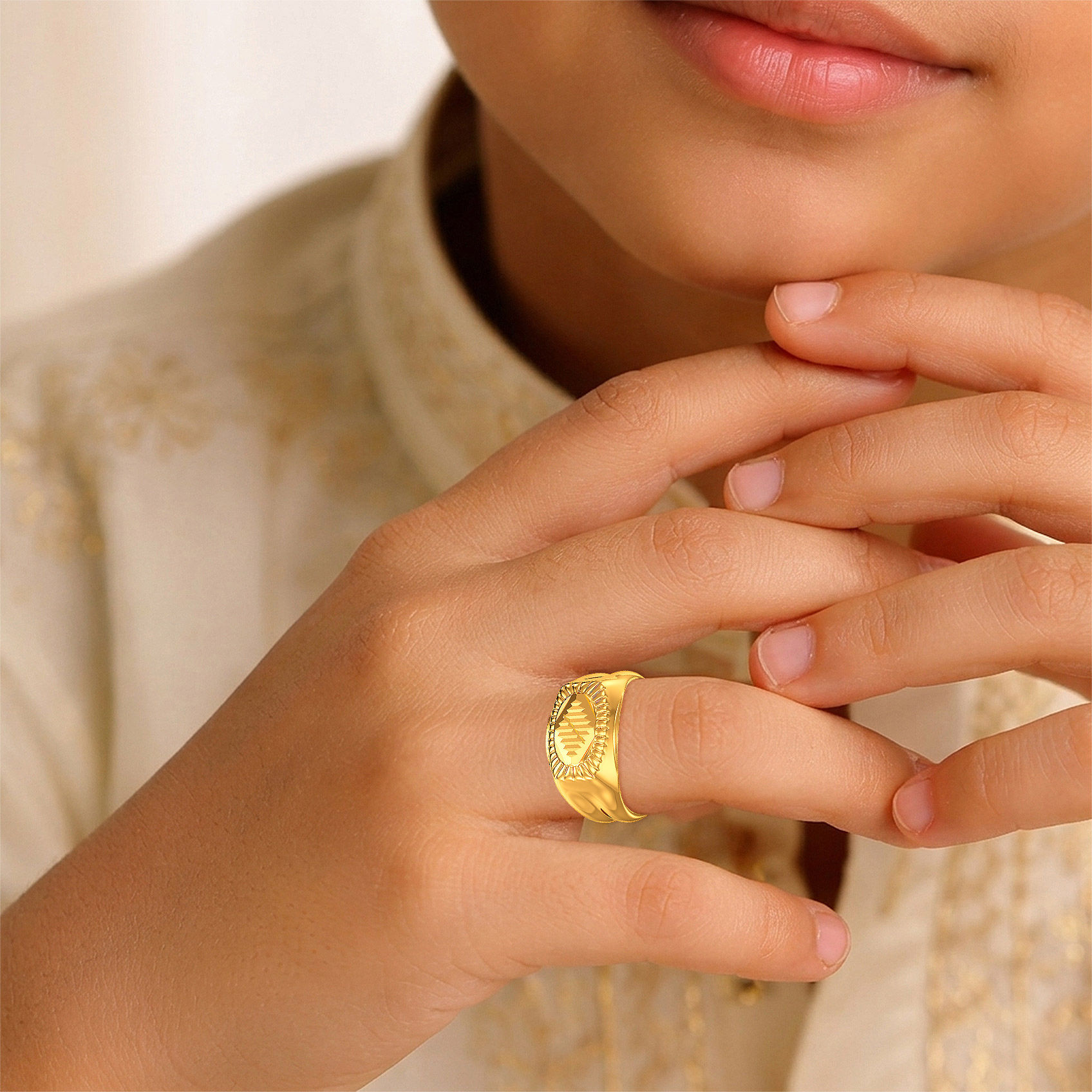 Oblique Texture Gold Kids Ring image