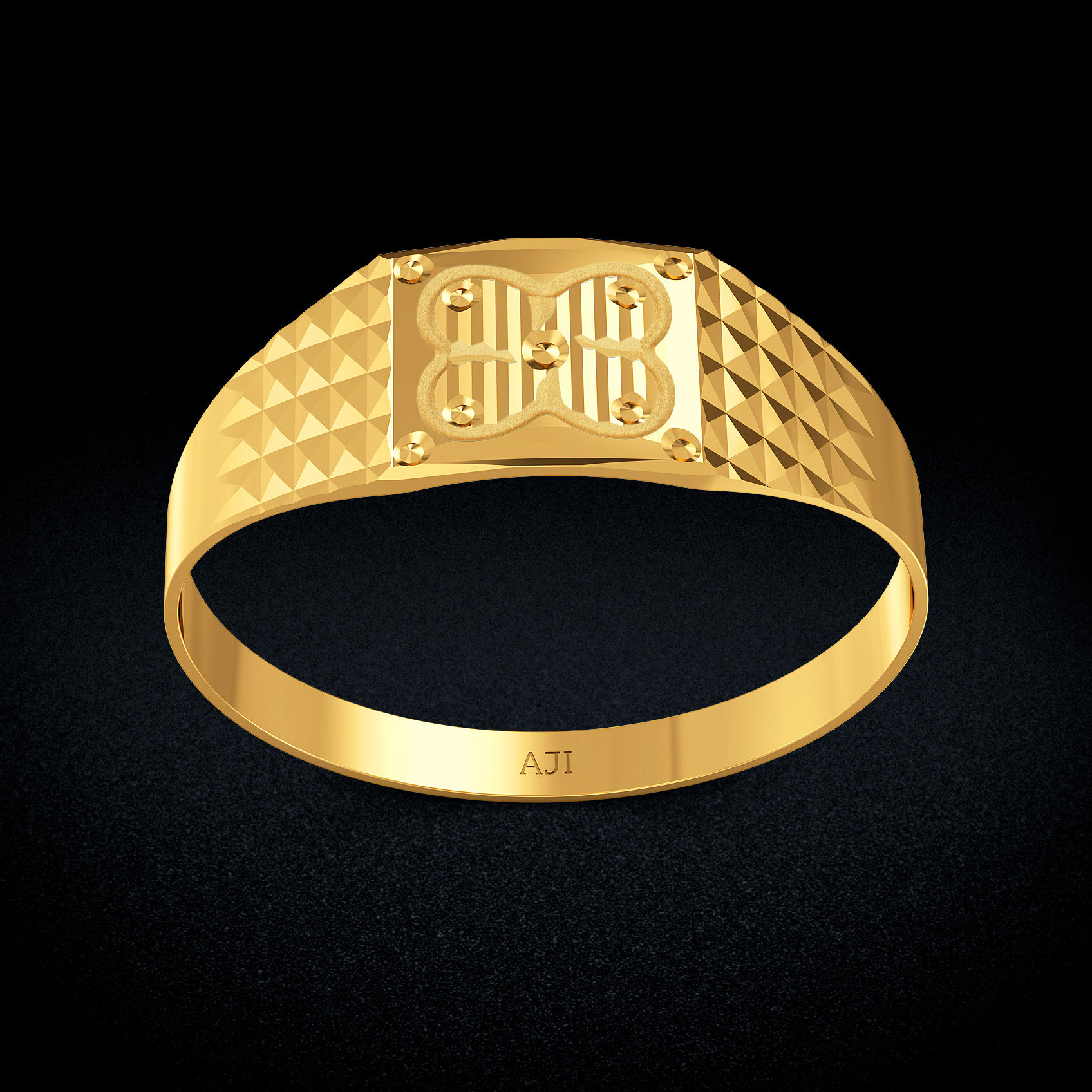 Bloom Grain Gold Mens Ring image