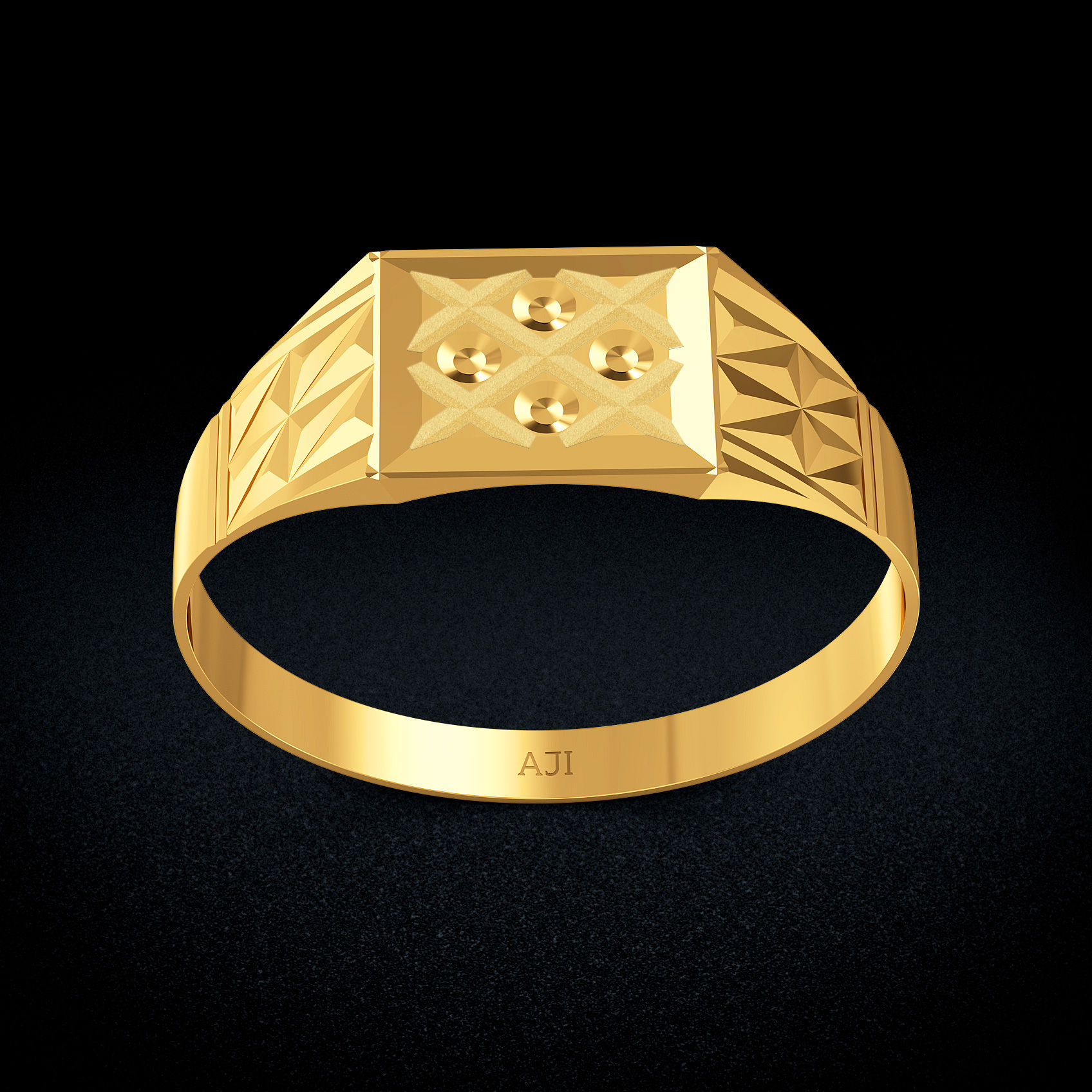 Geo Forge Gold Mens Ring image