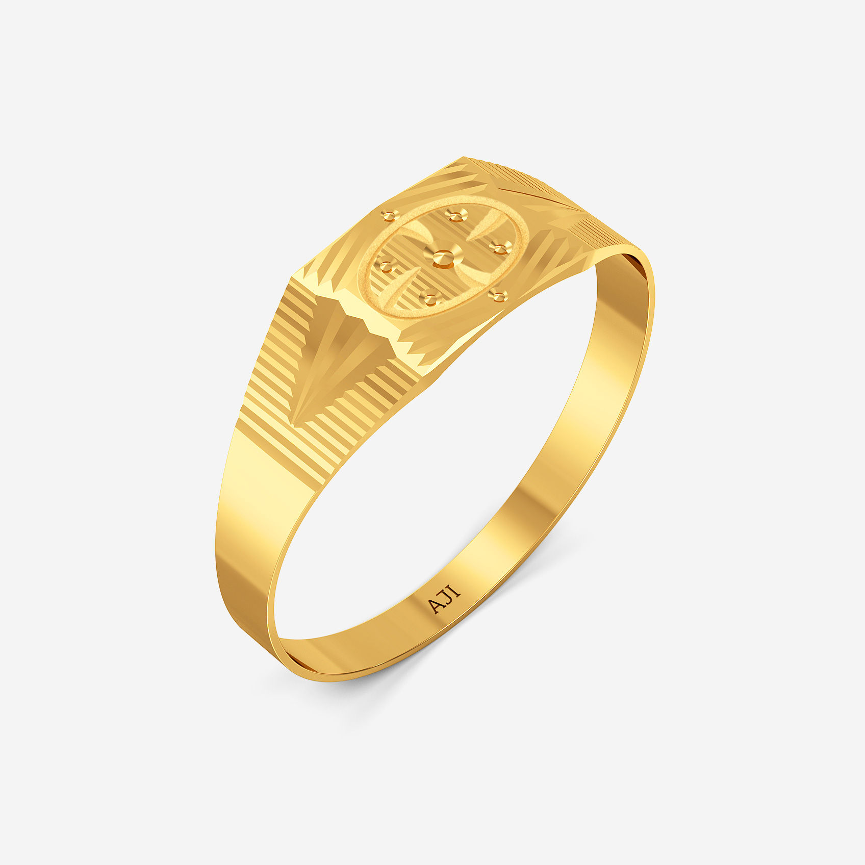 Angular Texture Gold Mens Ring