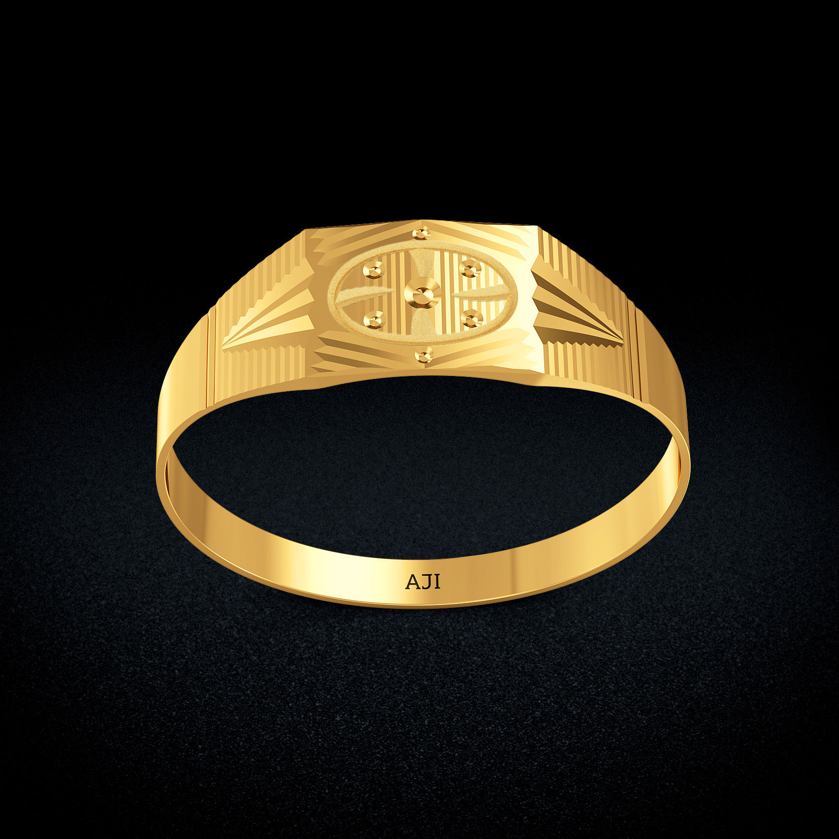 Angular Texture Gold Mens Ring image