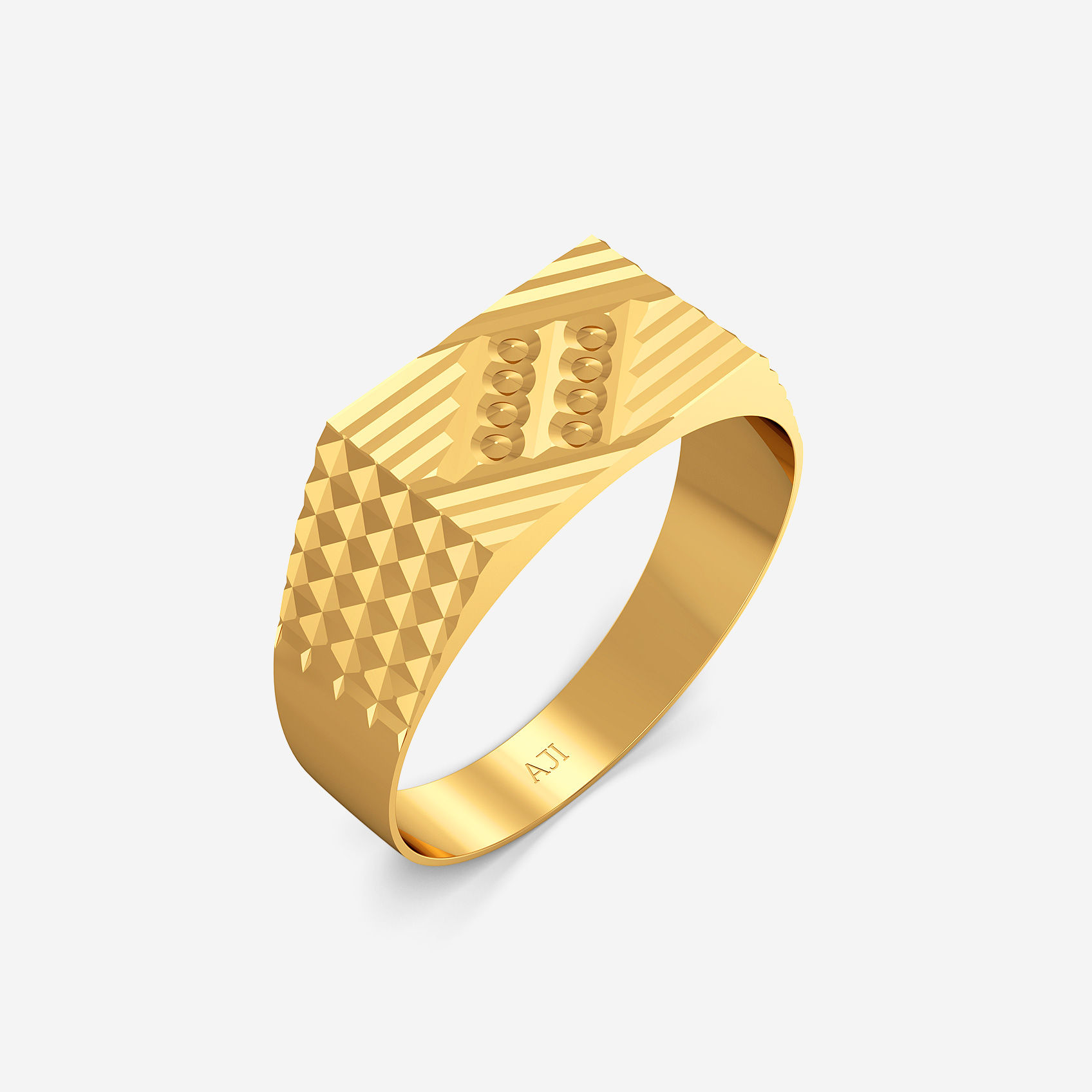 Geo Helix Gold Mens Ring