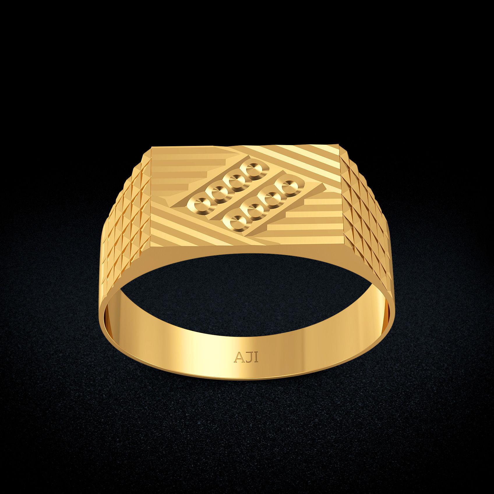 Geo Helix Gold Mens Ring image