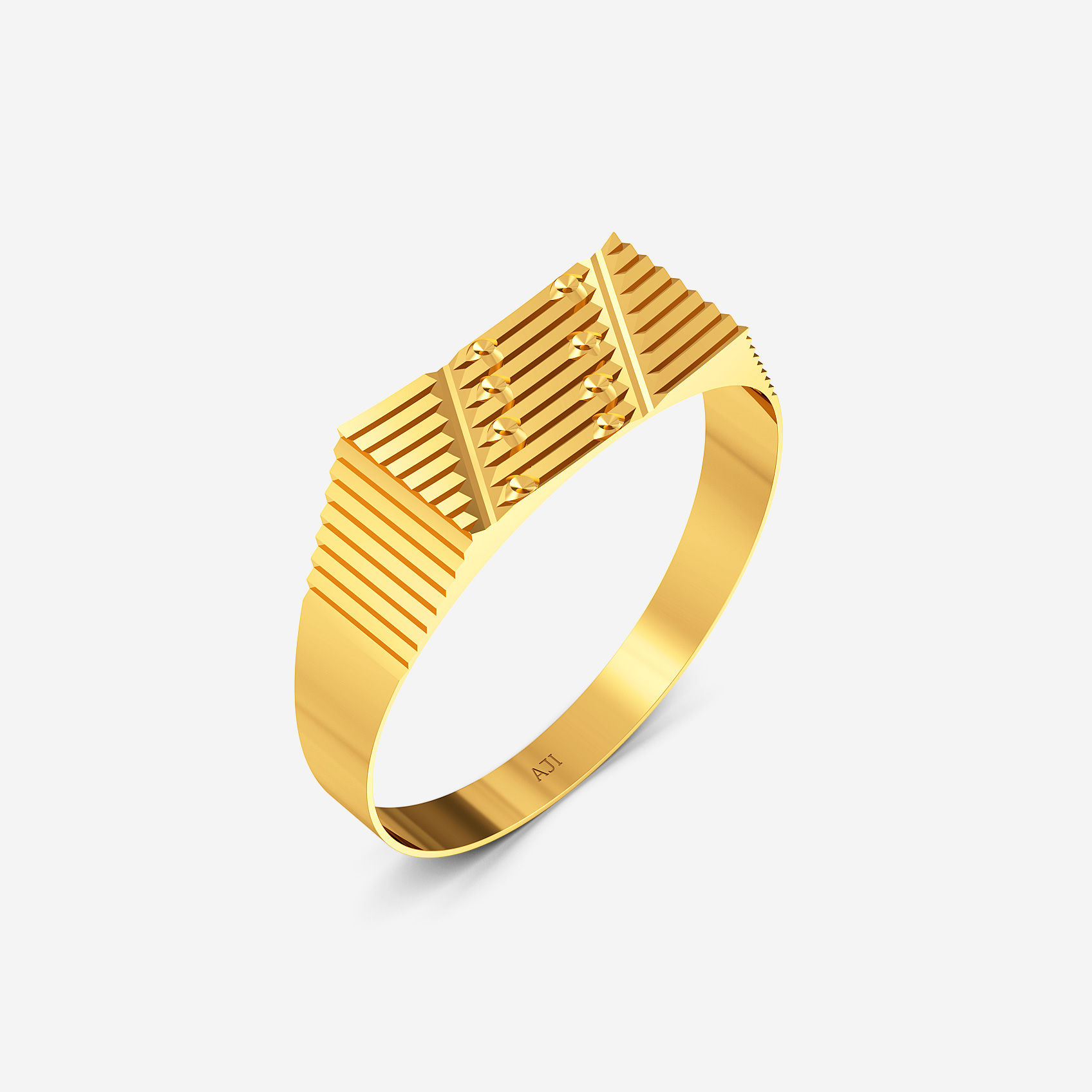 Modern Facet Gold Mens Ring