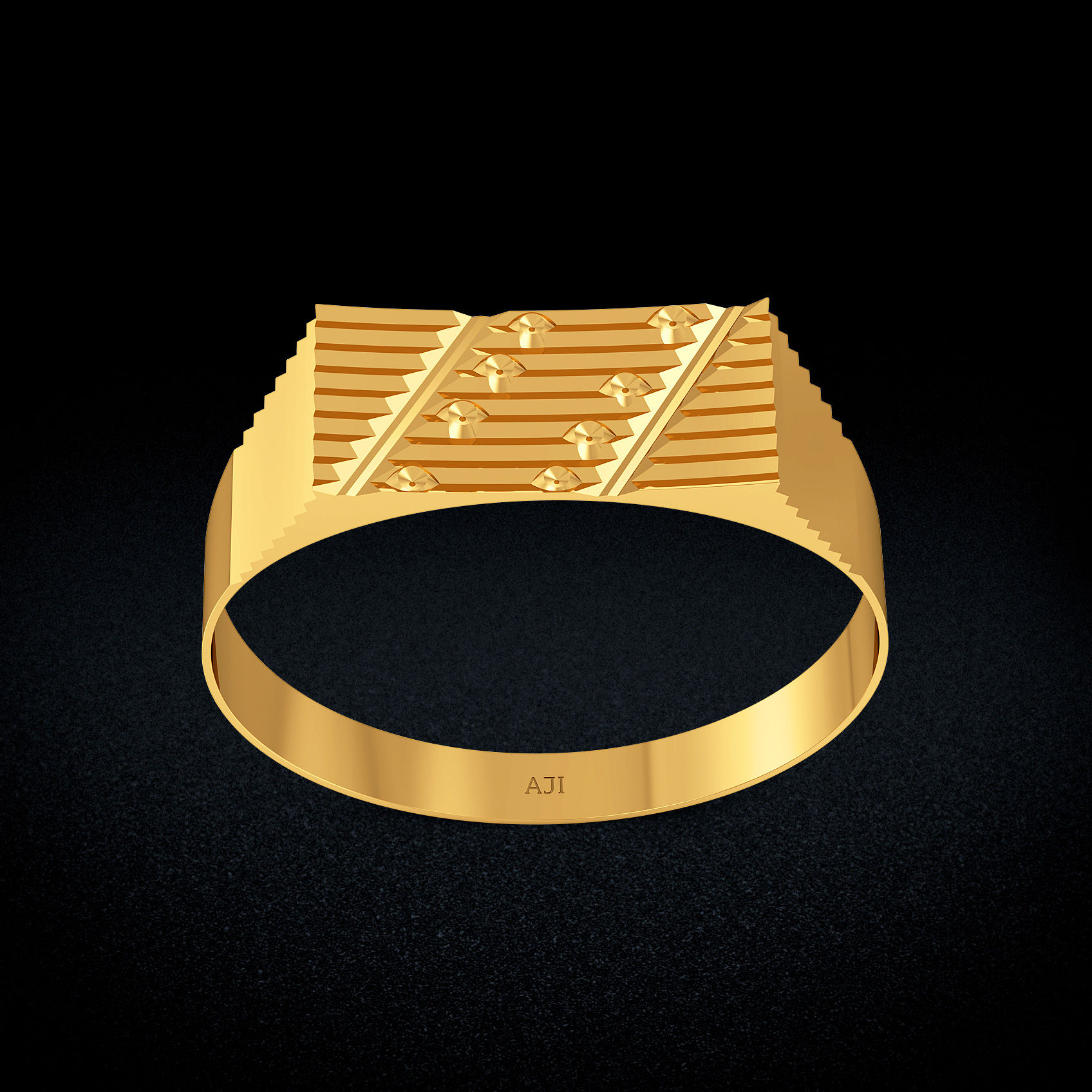 Modern Facet Gold Mens Ring image