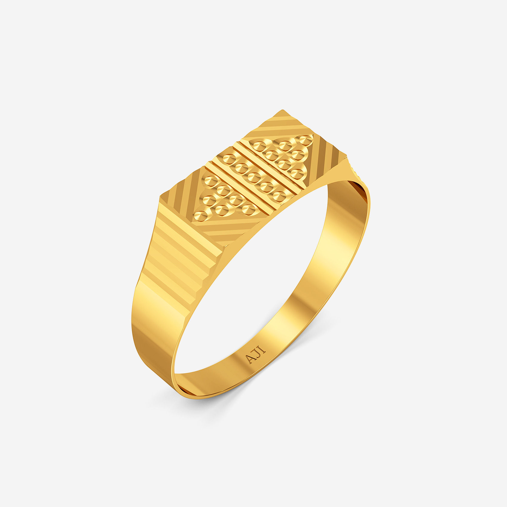 Angular Edge Gold Mens Ring