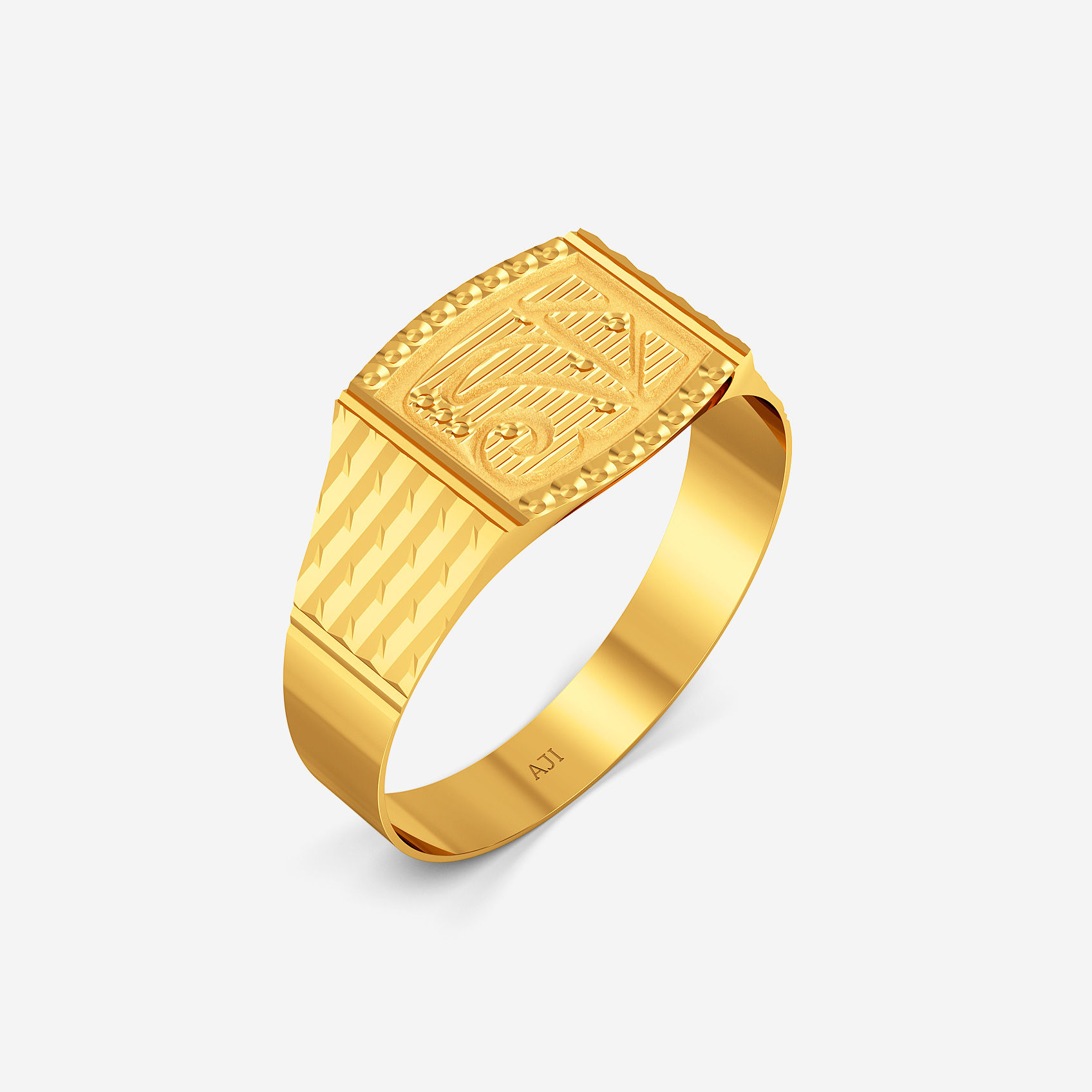 Geo Hex Ring Gold Mens Ring