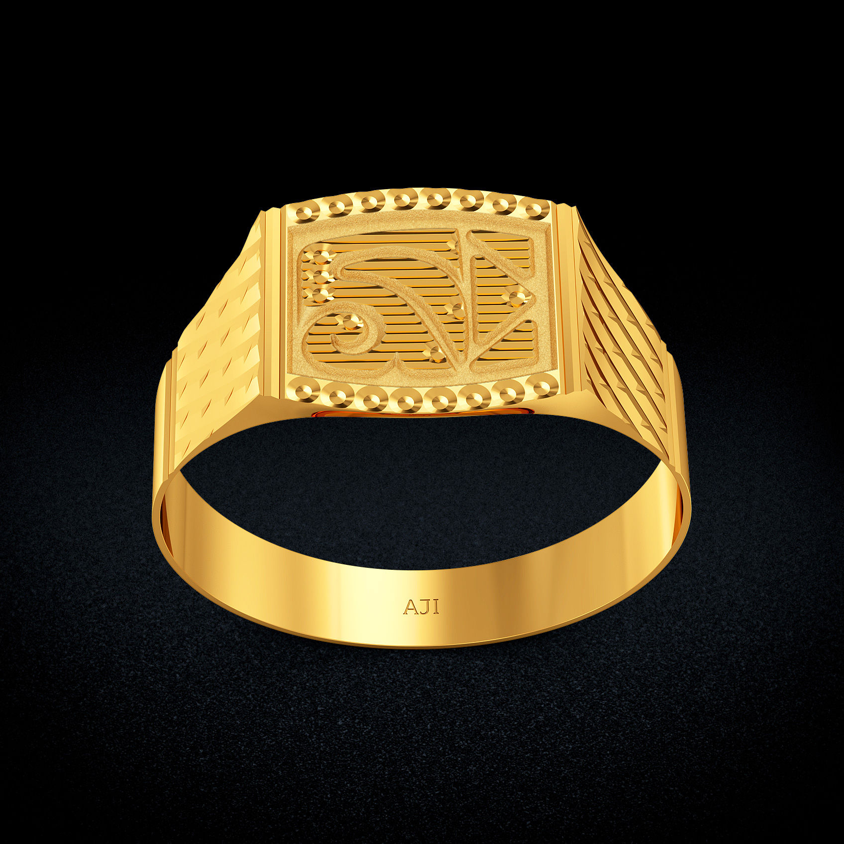Geo Hex Ring Gold Mens Ring image