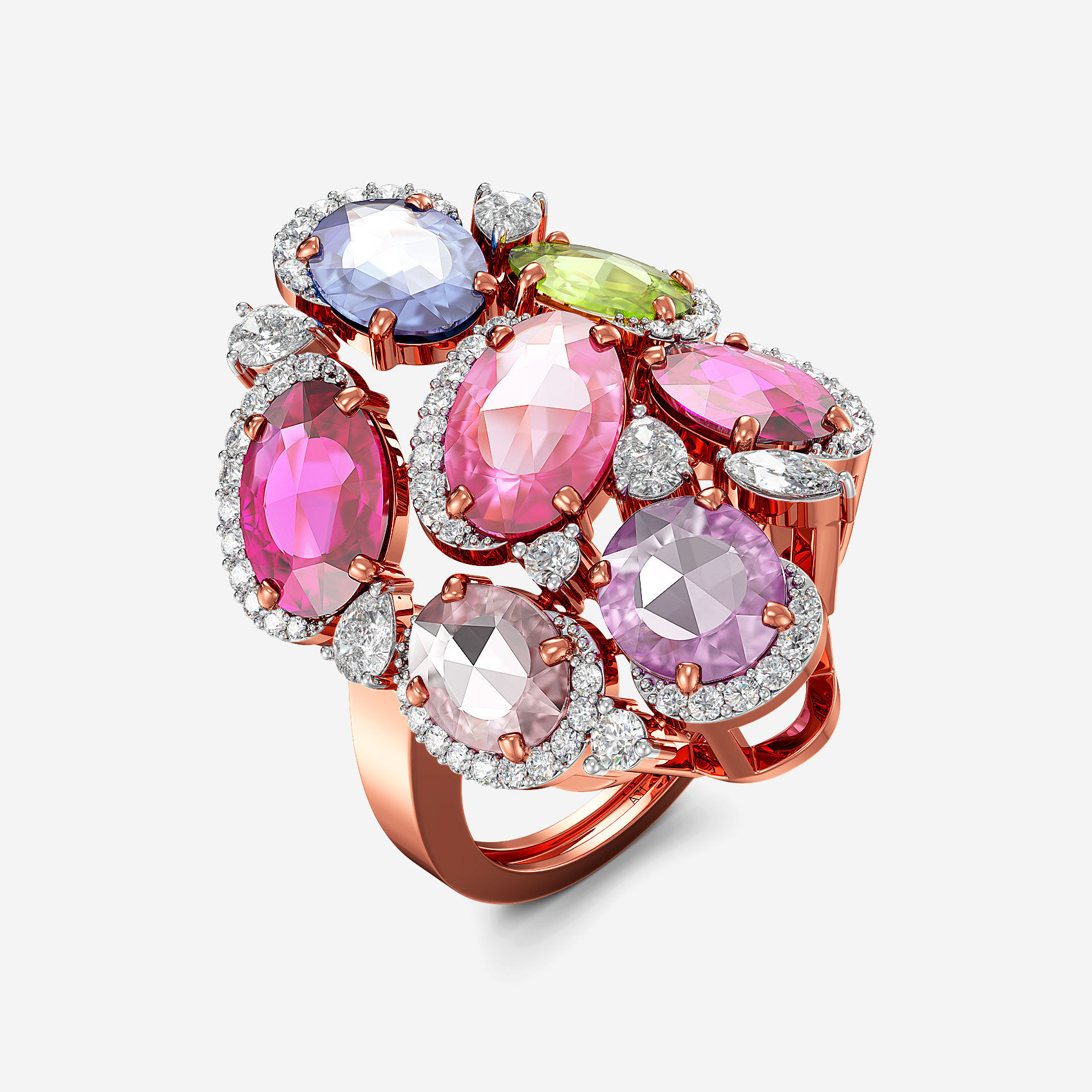 Sapphire Cluster Diamond Ring