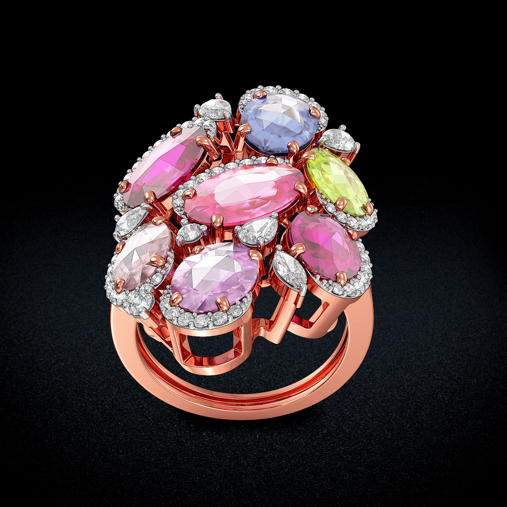 Sapphire Cluster Diamond Ring image
