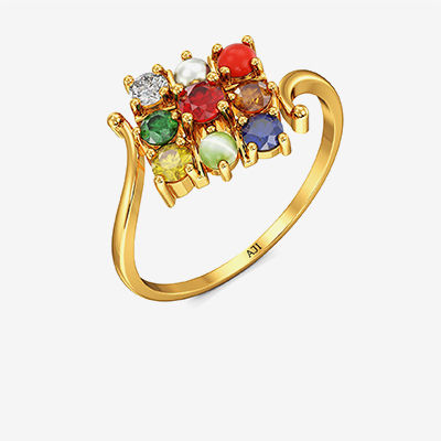 Golden Omens Navratna Gold Ring alternate view 1