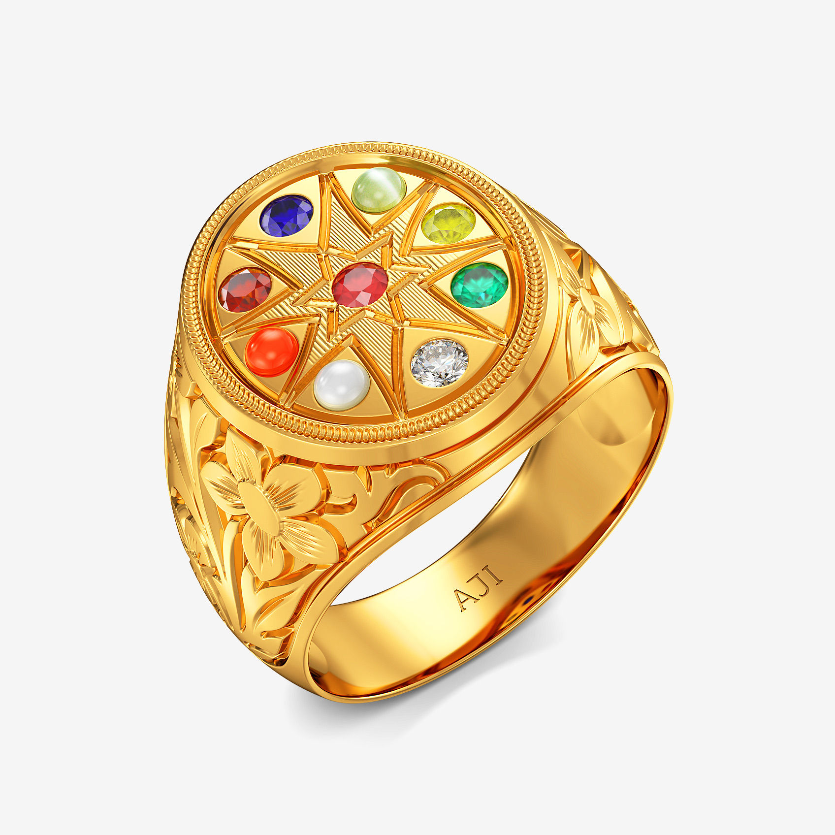 Mystic Blossom Navrathna Ring
