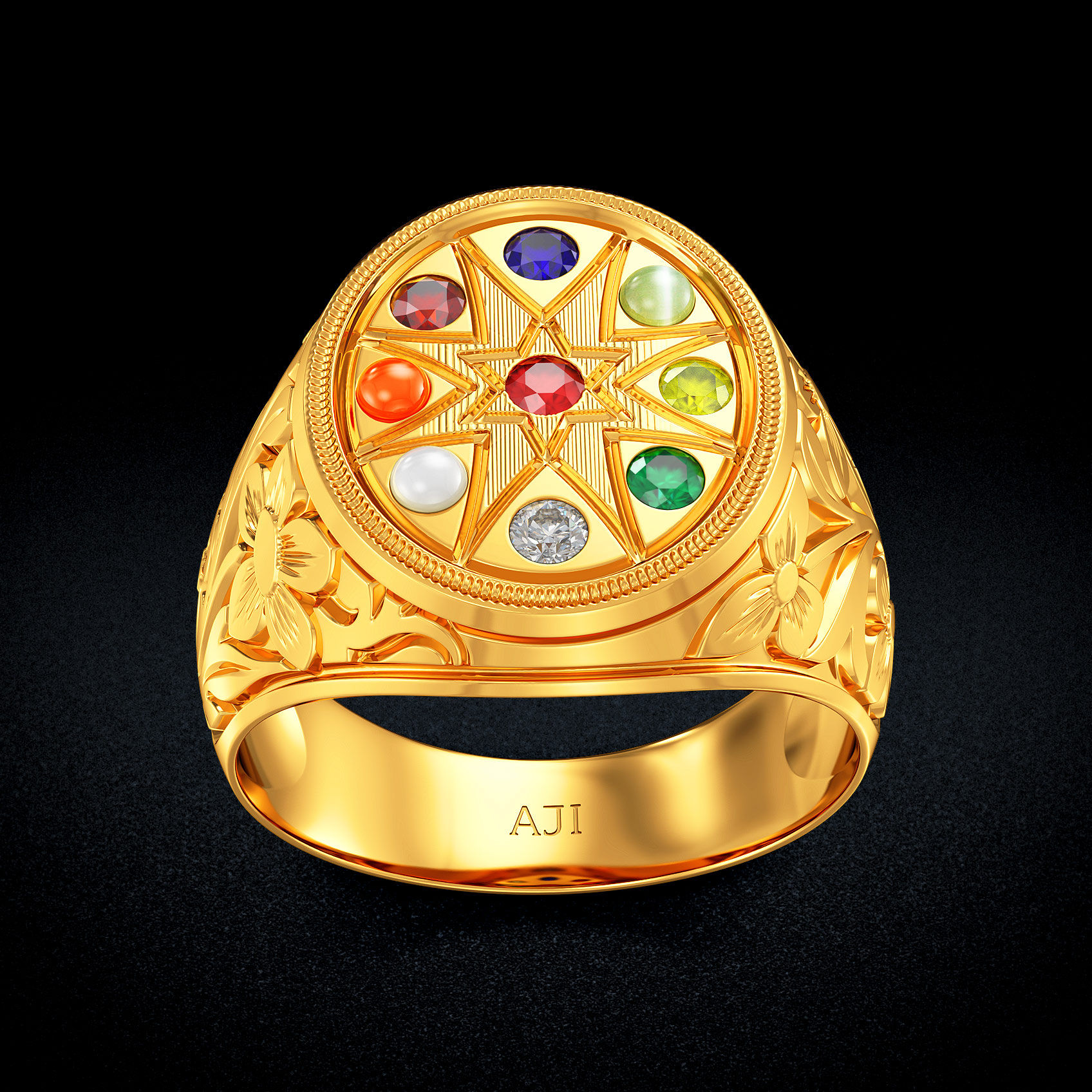 Mystic Blossom Navrathna Ring image