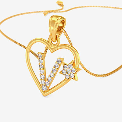 Buy Golden Heart V Alphabet Pendant (TK18018501) Online from
