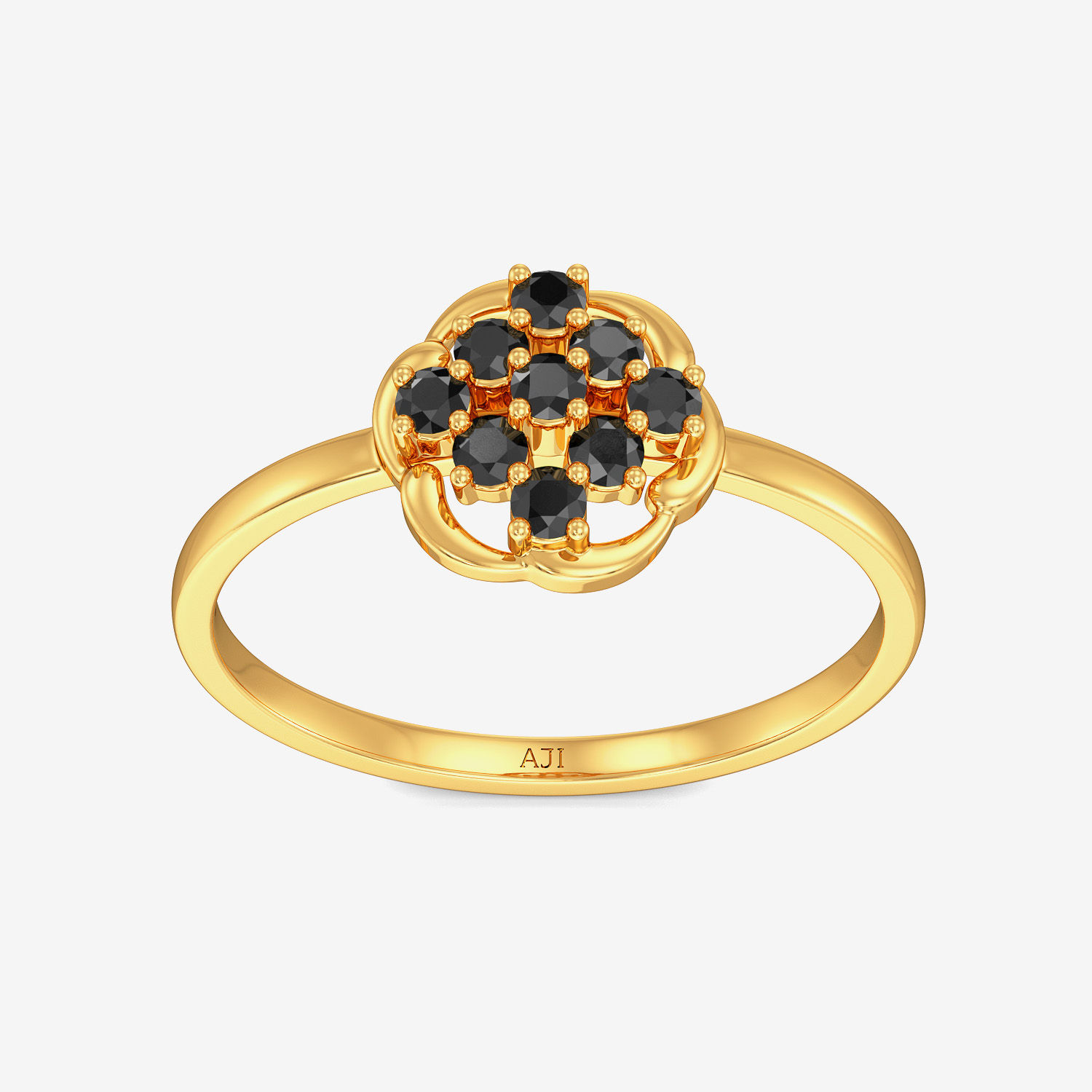 Beautiful Black Floral Diamond Gold Ring alternate view 2