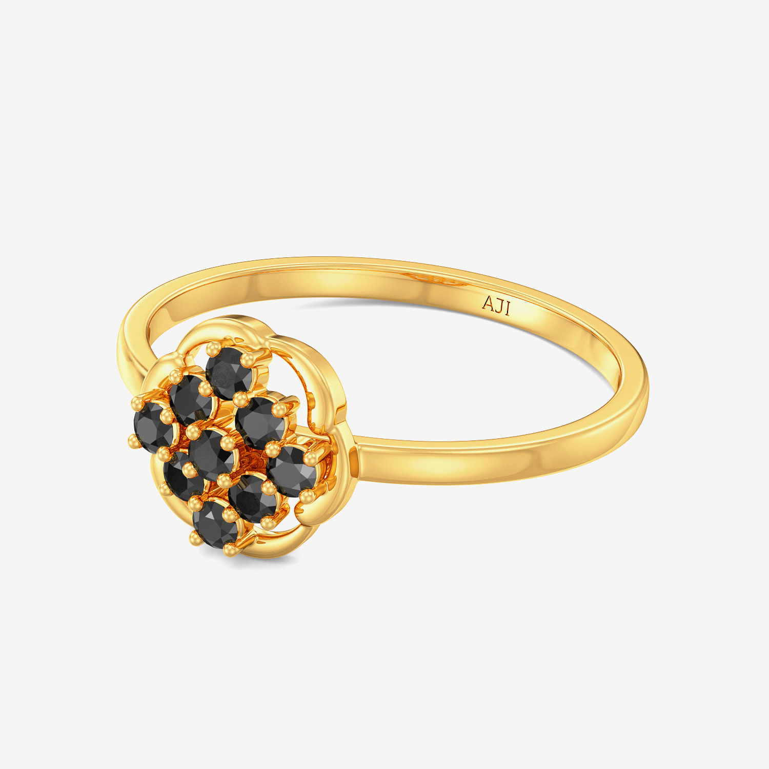 Beautiful Black Floral Diamond Gold Ring alternate view 3