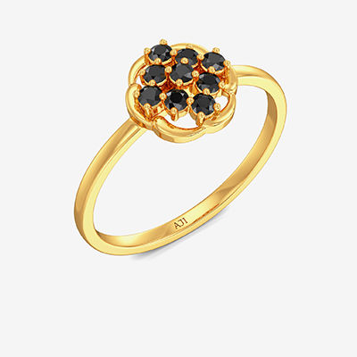 Beautiful Black Floral Diamond Gold Ring alternate view 1