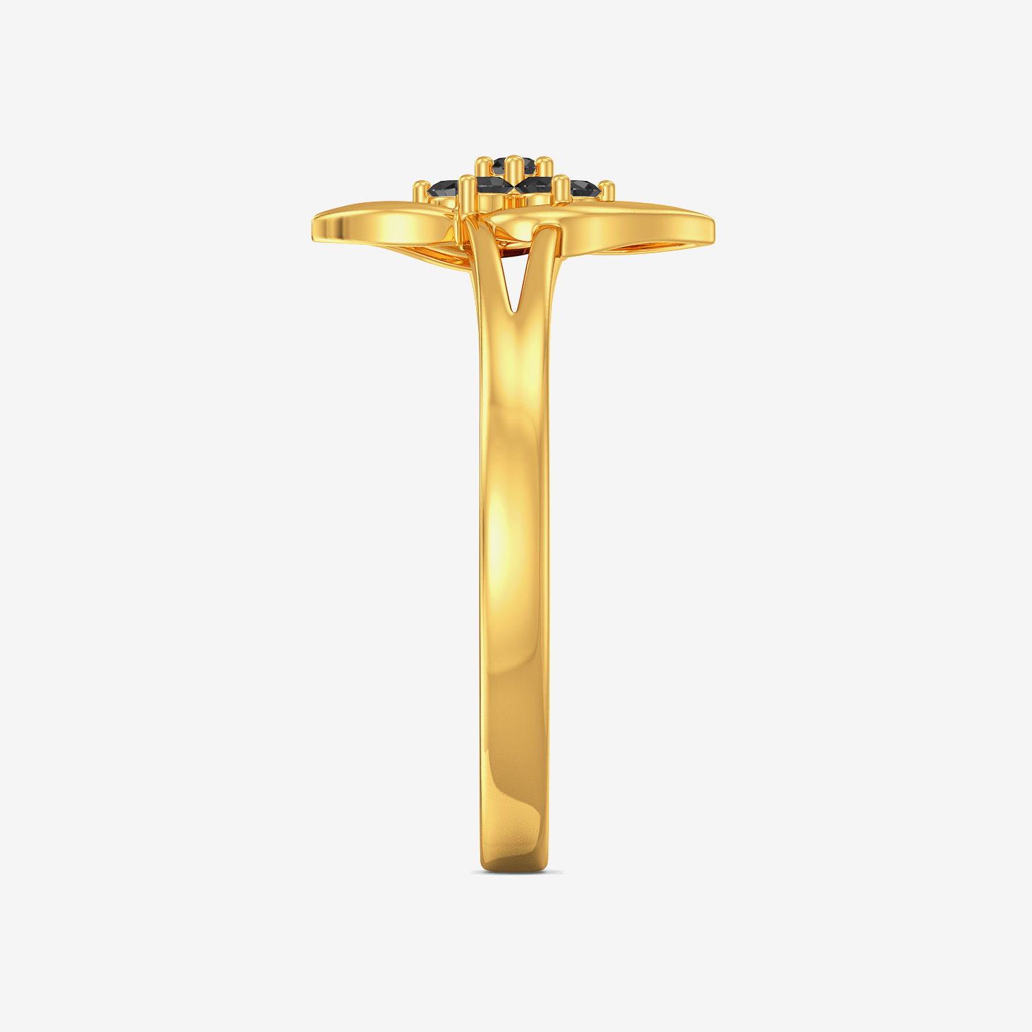 Rustic Black Floral Diamond Gold Ring image