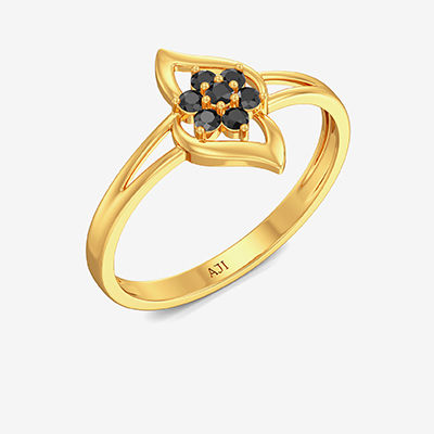 Rustic Black Floral Diamond Gold Ring alternate view 1