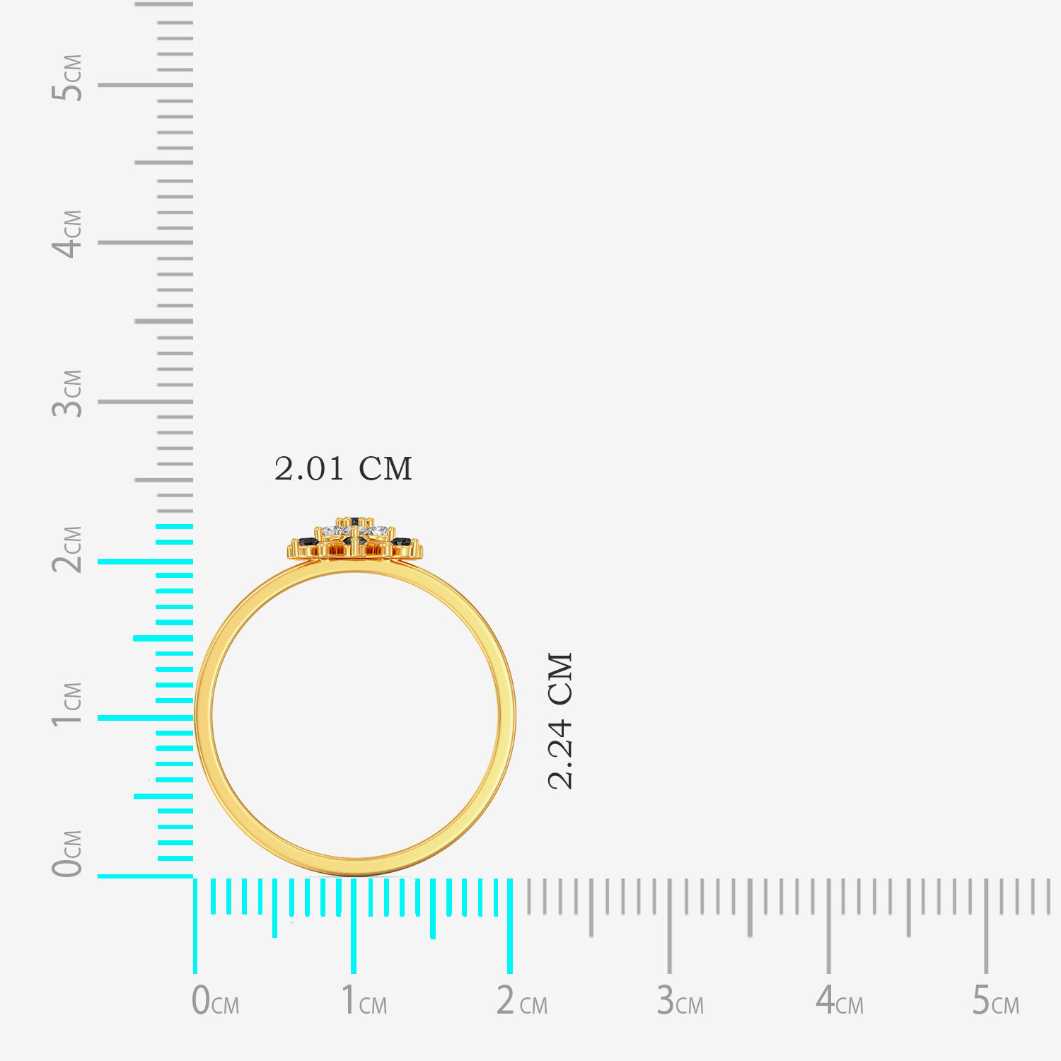 Zingy Black Floral Diamond Gold Ring image