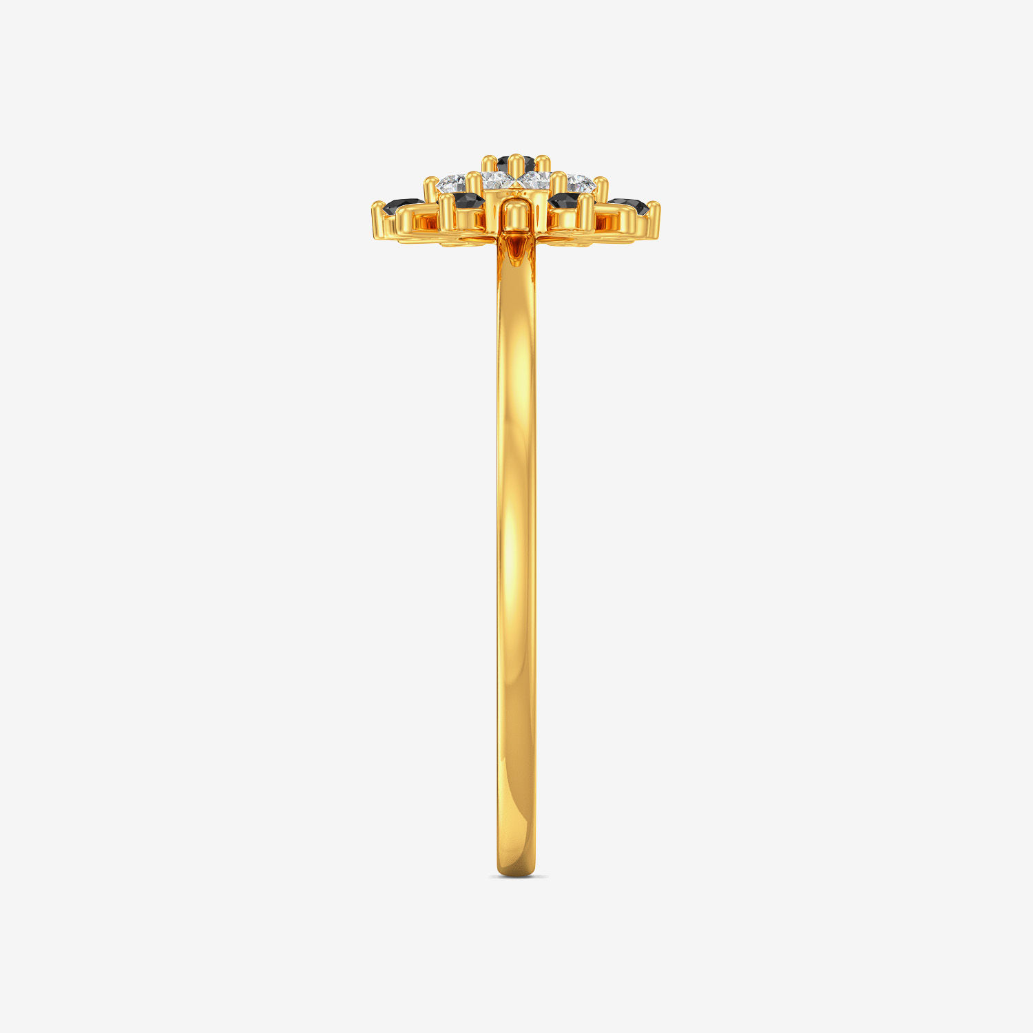 Zingy Black Floral Diamond Gold Ring image
