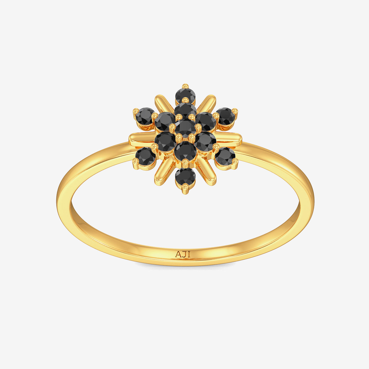 Refined Beauty Black Floral Gold Ring alternate view 2