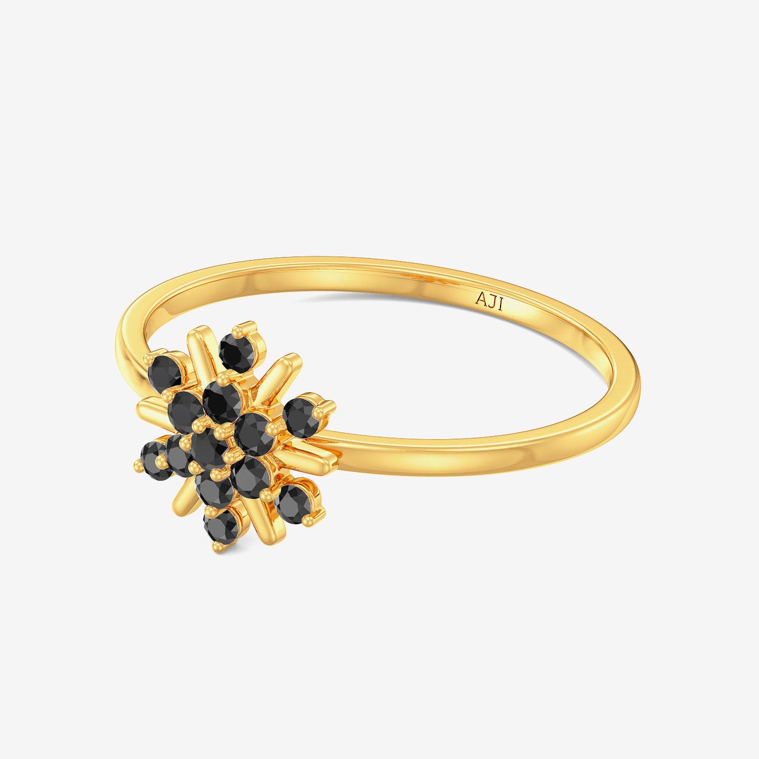 Refined Beauty Black Floral Gold Ring alternate view 3