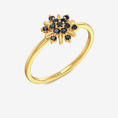 Refined Beauty Black Floral Gold Ring alternate view 1