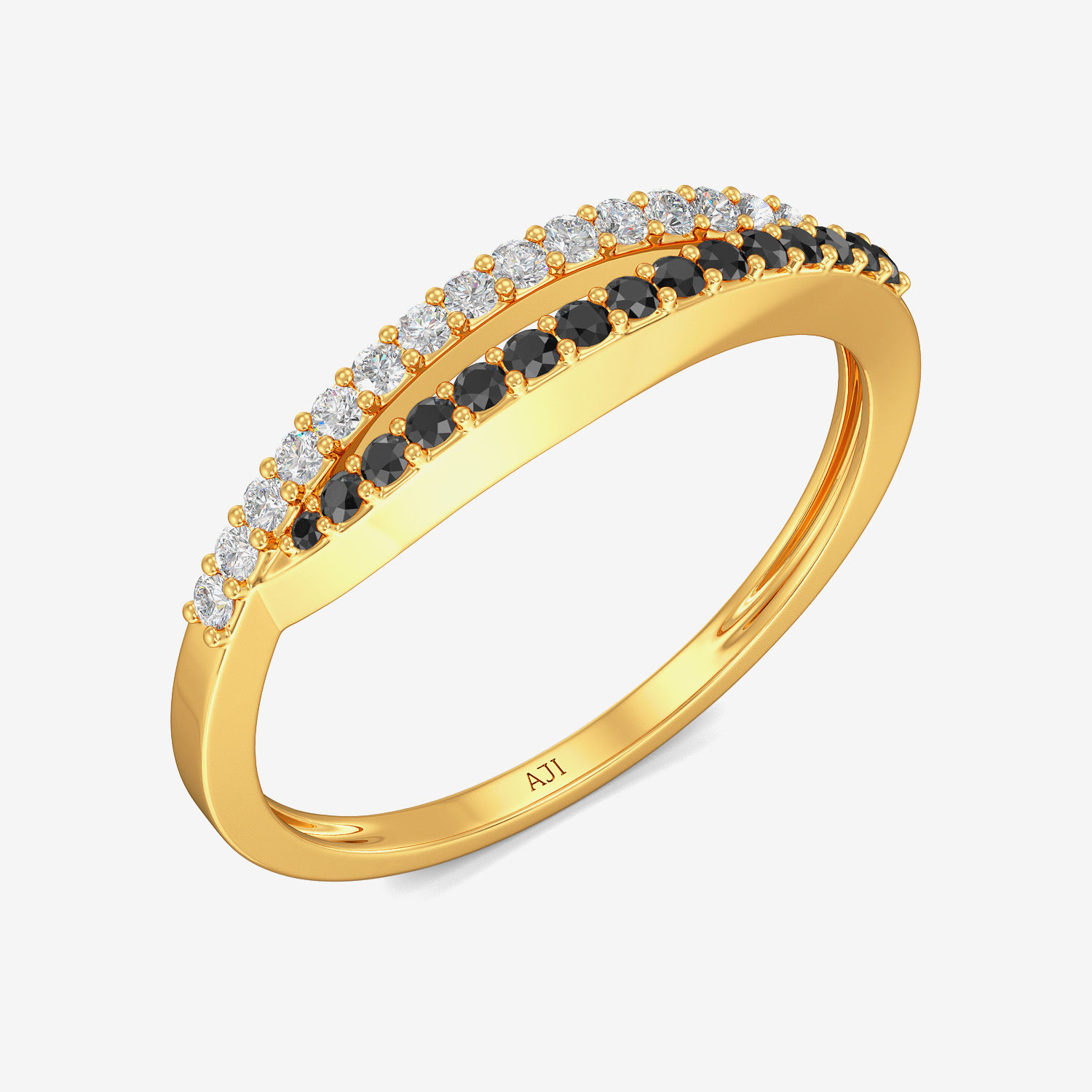 Stunning Slit B W Gold Ring
