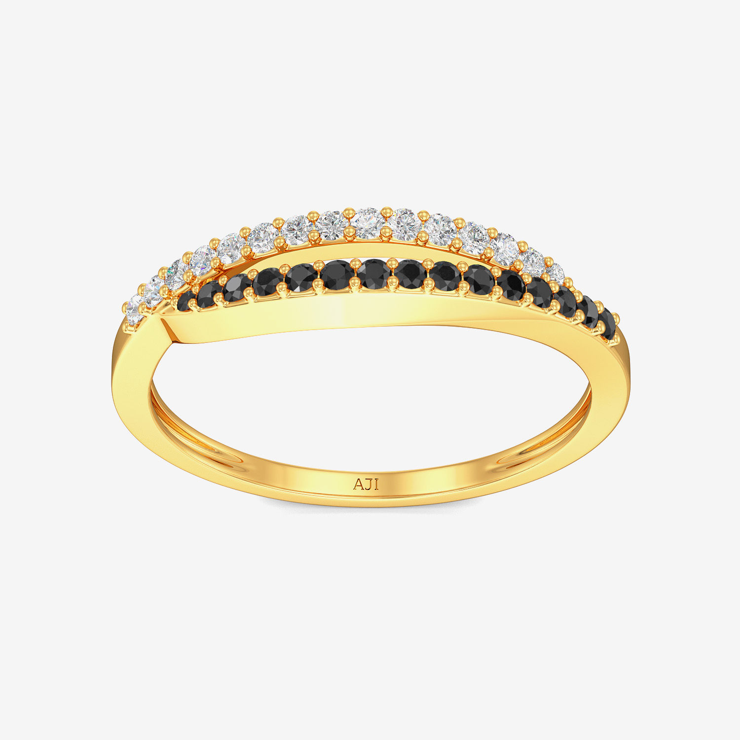 Stunning Slit B W Gold Ring alternate view 2