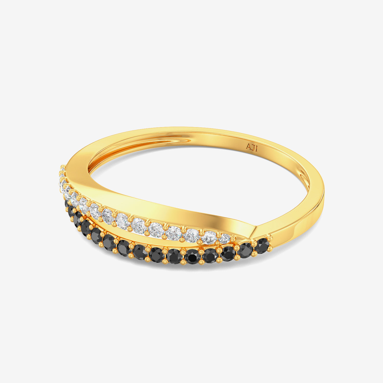 Stunning Slit B W Gold Ring alternate view 3