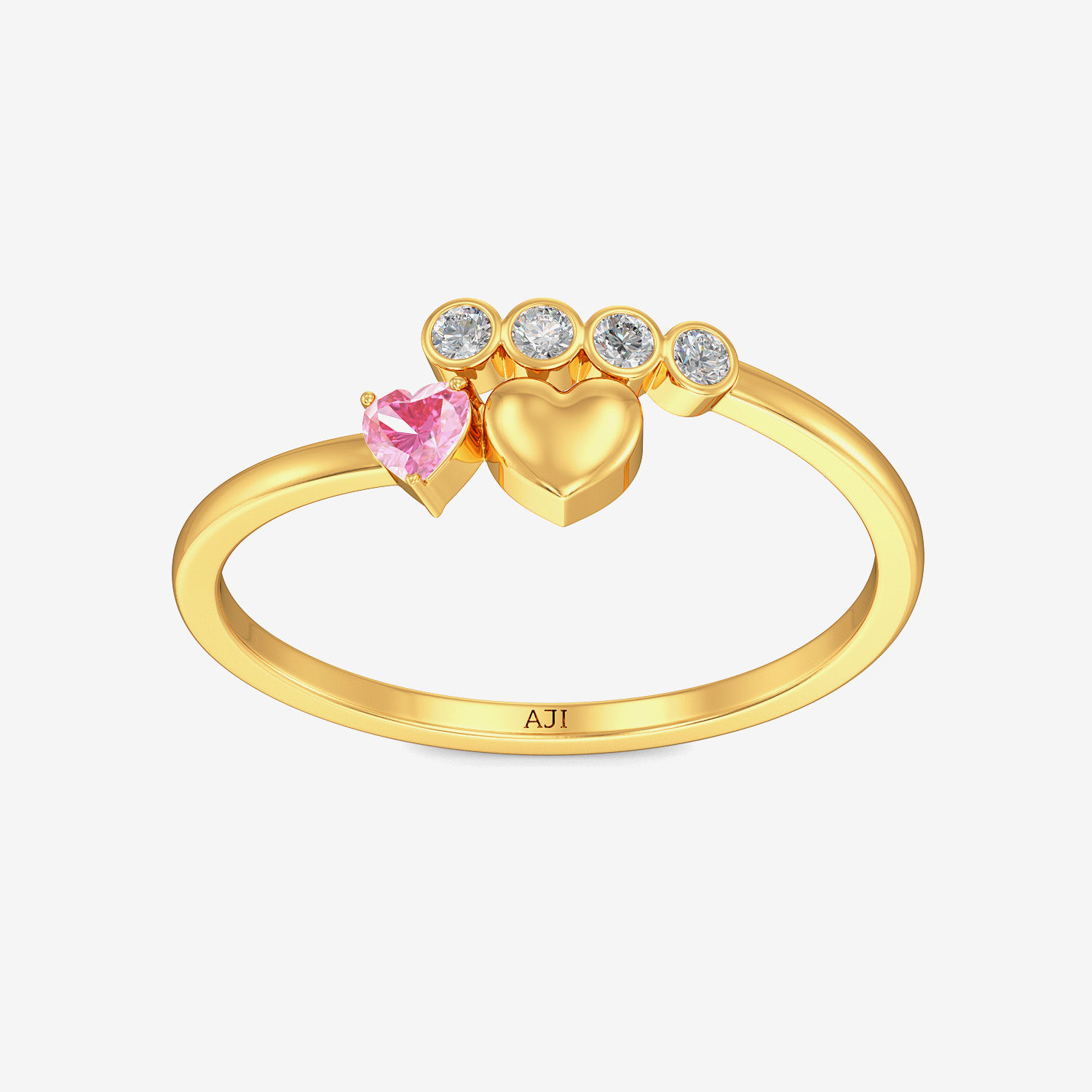 Couple Hearts Gold Ring alternate view 2