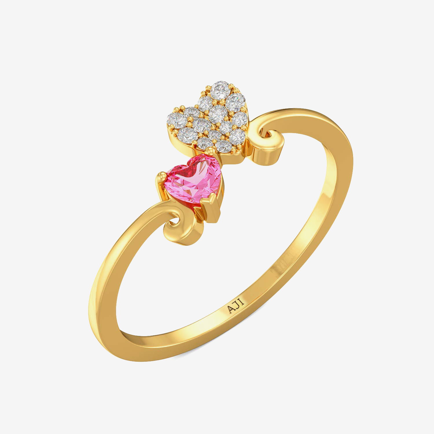 Couple Heart Gold Ring