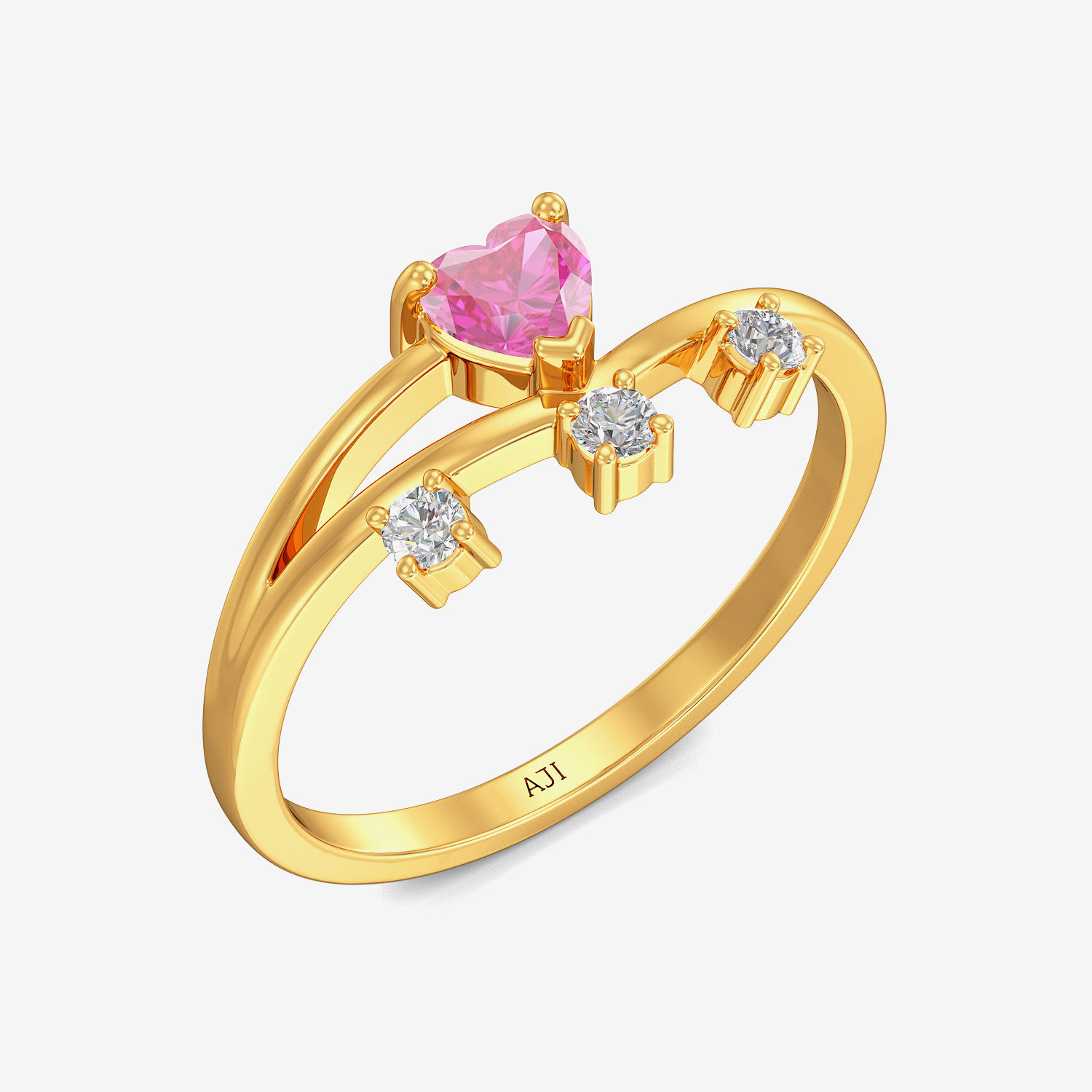 Pink Heart Gold Ring