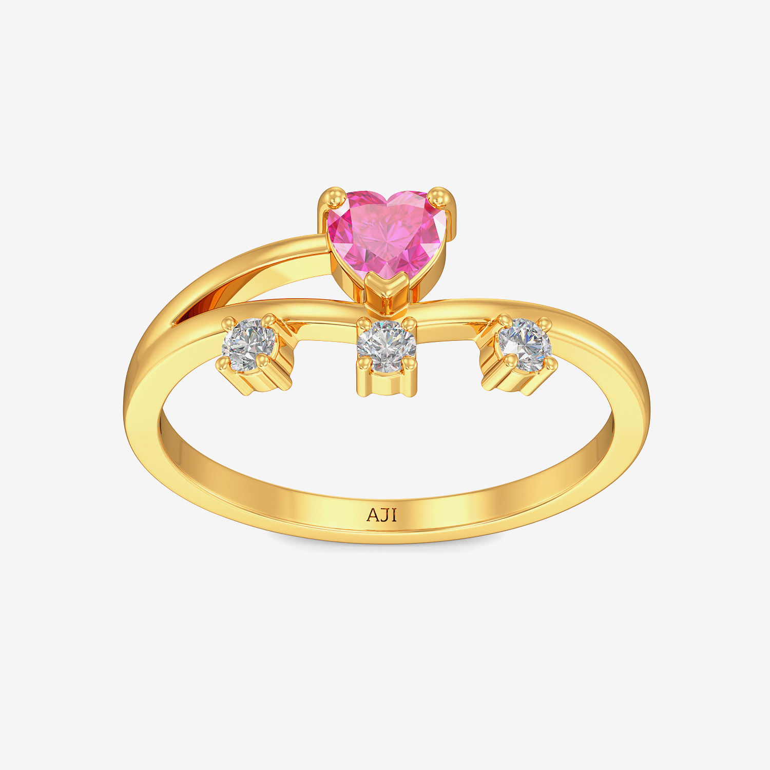 Pink Heart Gold Ring alternate view 2