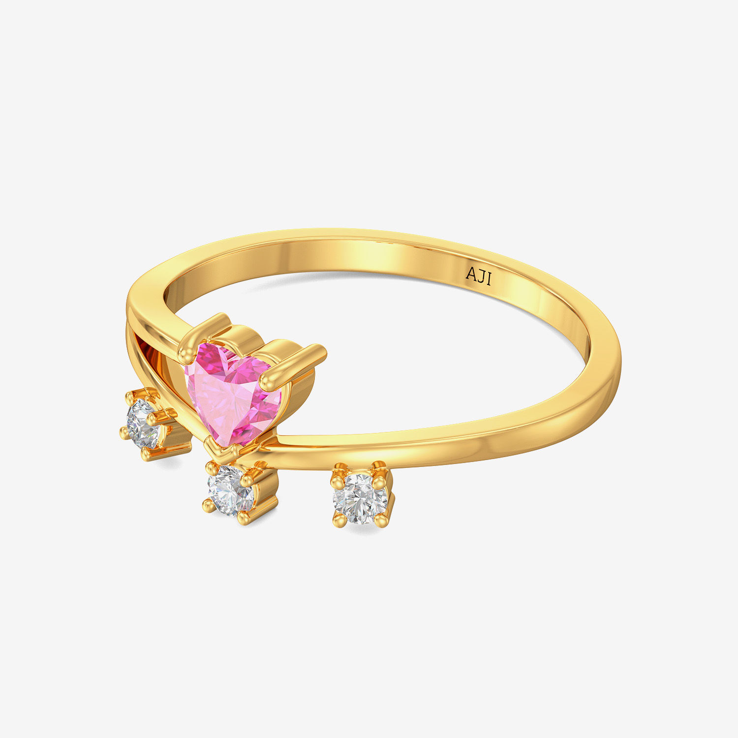 Pink Heart Gold Ring alternate view 3