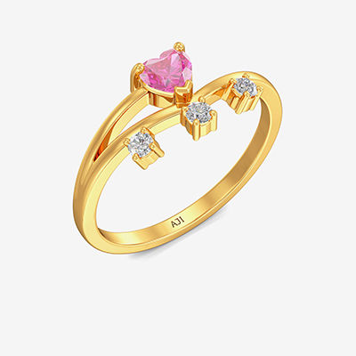 Pink Heart Gold Ring alternate view 1
