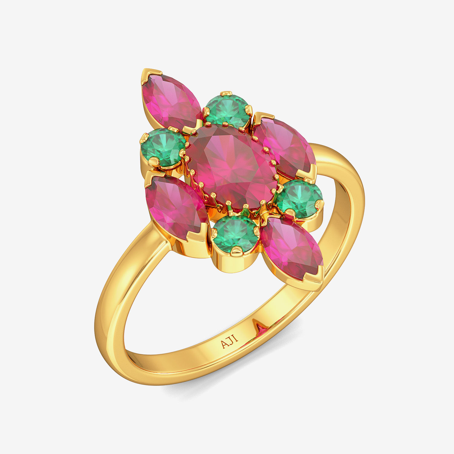 Teardrop Floral Motif Gemstone Ring