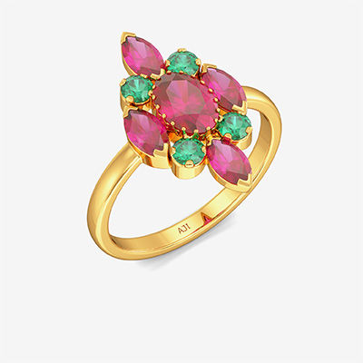 Teardrop Floral Motif Gemstone Ring alternate view 1