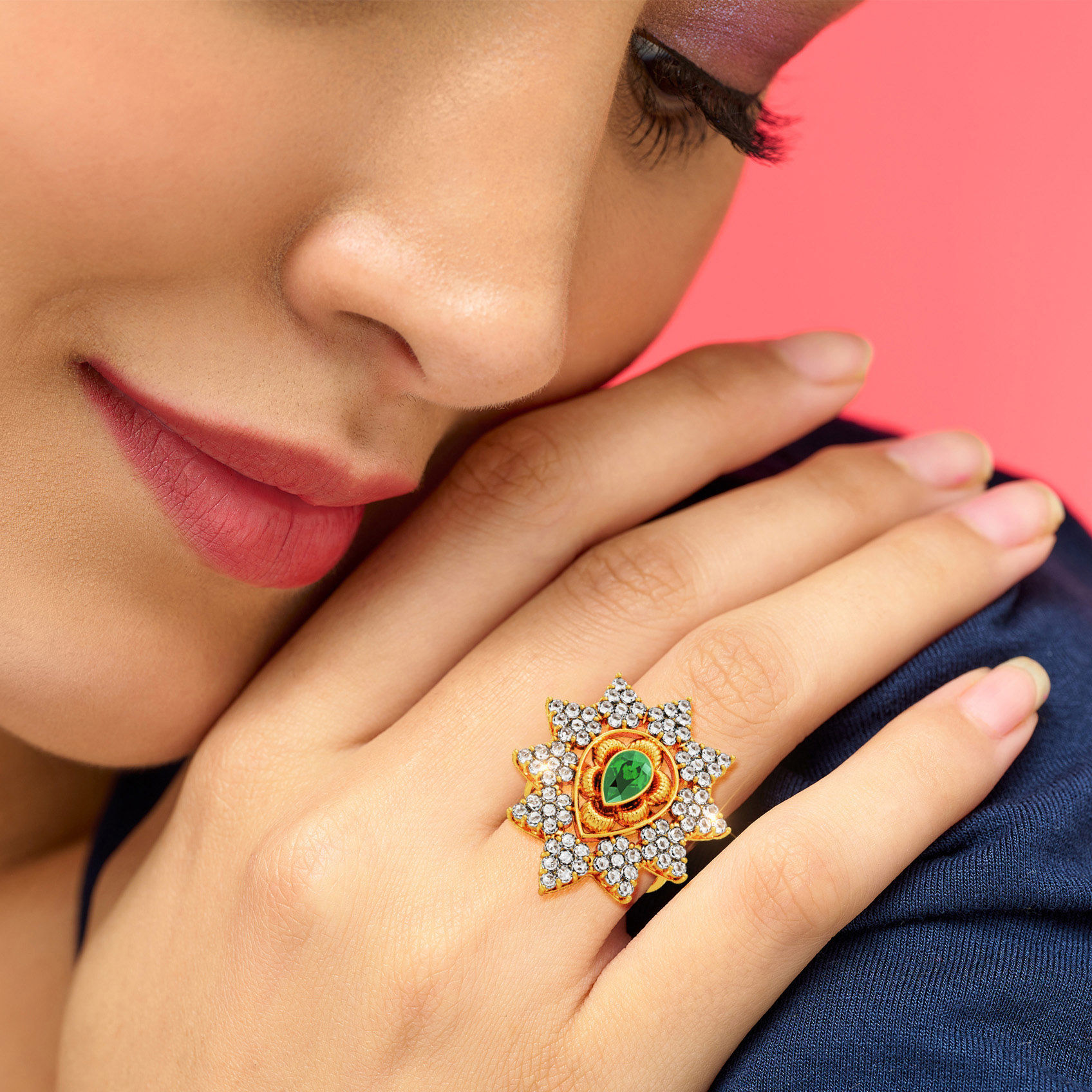 Teardrop Spark Uncut Diamond Ring image